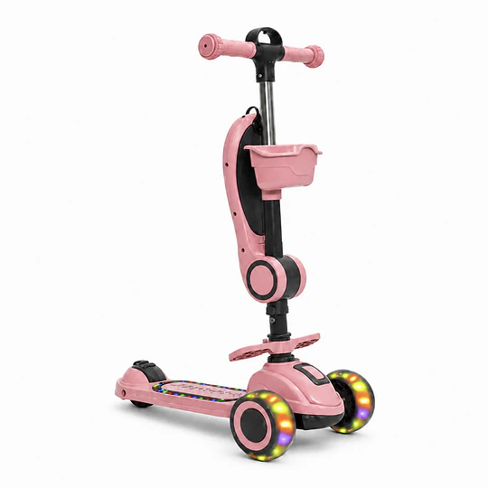 Retiro Express - Scooter con Asiento Luces y Música Kidscool Rosado Plegable