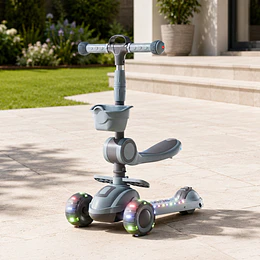 Retiro Express - Scooter con Asiento Luces y Música Kidscool Gris Plegable