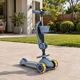 Retiro Express - Scooter con Asiento Luces y Música Kidscool Gris Plegable