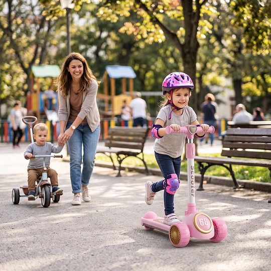 Retiro Express - Scooter 3 Ruedas Plegable Kidscool Rosado Música y Luces