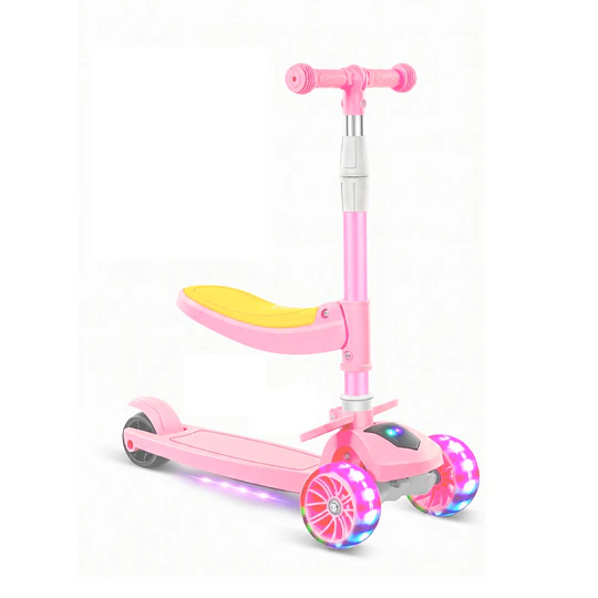 Retiro Express - Scooter Plegable con Asiento Kidscool Rosado Música y Luces