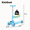 Retiro Express - Scooter Plegable con Asiento Kidscool Azul Música y Luces
