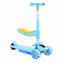 Retiro Express - Scooter Plegable con Asiento Kidscool Azul Música y Luces