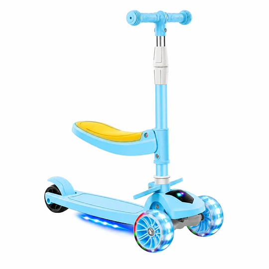 Retiro Express - Scooter Plegable con Asiento Kidscool Azul Música y Luces