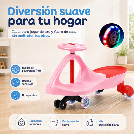 Retiro Express - Swing Car Auto Giratorio Kidscool Rosado con Luces