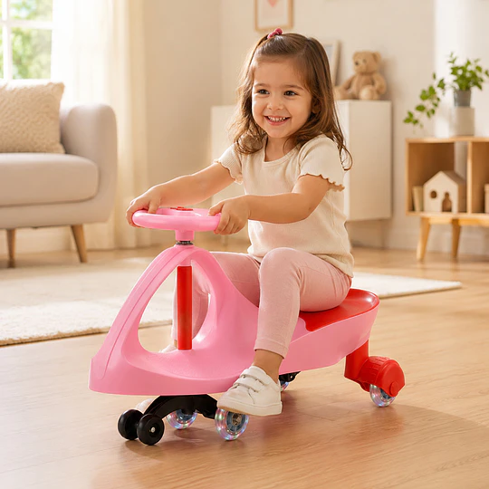 Retiro Express - Swing Car Auto Giratorio Kidscool Rosado con Luces