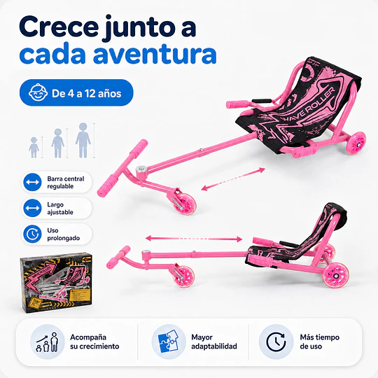 Retiro Express - Easy Roller con Luces Kidscool Rosado Wave Roller
