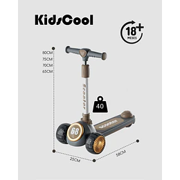 Retiro Express - Scooter 3 Ruedas Plegable Kidscool Gris Música y Luces
