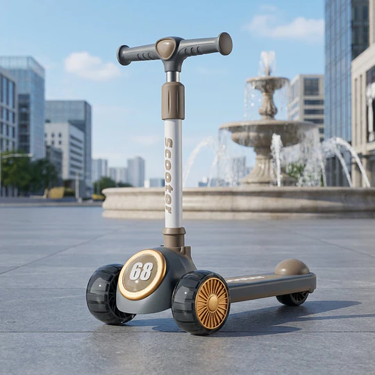 Retiro Express - Scooter 3 Ruedas Plegable Kidscool Gris Música y Luces