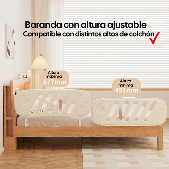 Kidscool Baranda de Cama Infantil Fija Protectora Anticaídas Plástico 