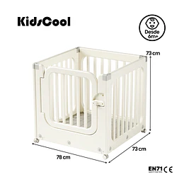 Corral de Juegos Móvil Kidscool con Ruedas y Puerta Crudo Neutro 77x78x73 cm