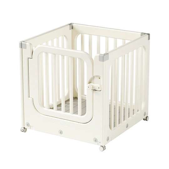 Corral de Juegos Móvil Kidscool con Ruedas y Puerta Crudo Neutro 77x78x73 cm