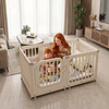 Corral de Juegos Móvil Rectangular Doble Kidscool con Ruedas y Puerta Crudo Neutro | 73x153x77 cm