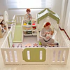 Corral de 7 Juegos Infantil con Casita y Centro de Actividades Plástico Beige | 133x180x200 cm