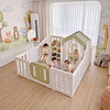 Corral de 7 Juegos Infantil con Casita y Centro de Actividades Plástico Beige | 133x180x200 cm