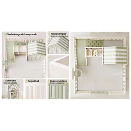Corral de 7 Juegos Infantil con Casita y Centro de Actividades Plástico Beige | 133x180x200 cm