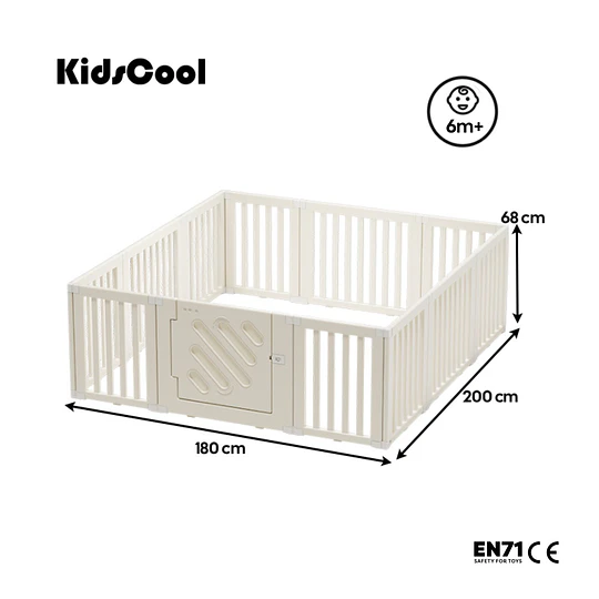 Corral de Juegos Infantil Modular con Puerta de Seguridad Plástico Blanco Crema | 200x180x68 cm