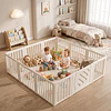 Corral de Juegos Infantil Modular con Puerta de Seguridad Plástico Blanco Crema | 200x180x68 cm