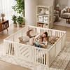 Corral de Juegos Infantil Modular con Puerta de Seguridad Plástico Blanco Crema | 200x180x68 cm
