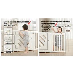 Corral de Juegos Infantil Modular con Puerta de Seguridad Plástico Blanco Crema | 200x180x68 cm