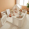 Corral de Juegos Infantil con Casita Refugio y Puerta de Seguridad Plástico Beige Cálido | 114x180x200 cm