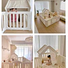 Corral de Juegos Infantil con Casita Refugio y Puerta de Seguridad Plástico Beige Cálido | 114x180x200 cm