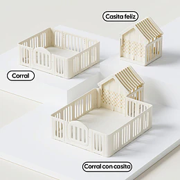 Corral de Juegos Infantil con Casita Refugio y Puerta de Seguridad Plástico Beige Cálido | 114x180x200 cm