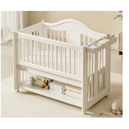 Cuna Colecho Infantil Multifuncional Kidscool con Ruedas Repisa e Organizadores Blanco Marfil | 130 x 78 x 106 cm