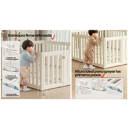 Corral de Juegos Infantil Modular con Puerta de Seguridad, Plástico Off White (65x180x200 cm)