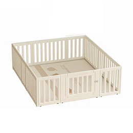 Corral de Juegos Infantil Modular con Puerta de Seguridad, Plástico Off White (65x180x200 cm)