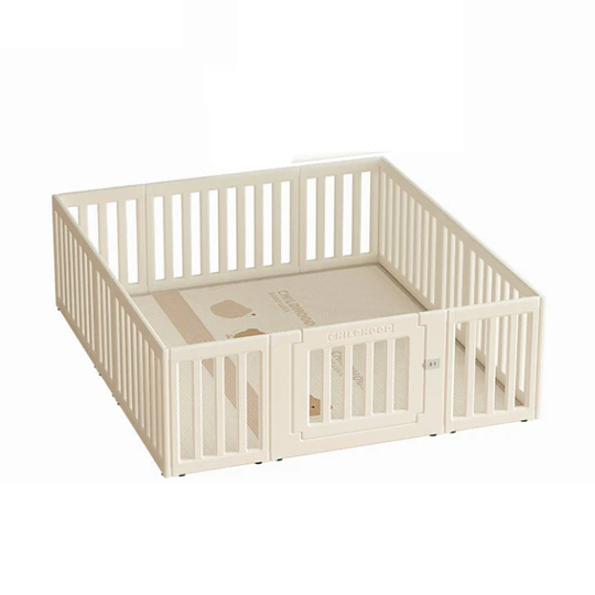 Corral de Juegos Infantil Modular con Puerta de Seguridad, Plástico Off White (65x180x200 cm)