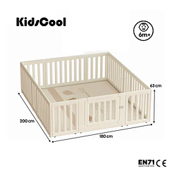 Corral de Juegos Infantil Modular con Puerta de Seguridad, Plástico Off White (65x180x200 cm)