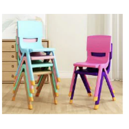 Kidscool Silla Infantil Apilable Ergonómica de Plástico Reforzado Rojo/Azul/Verde/Amarillo 34x38x52 cm