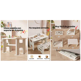 Set de Mesa Plegable con Silla Bus Infantil Plástico Blanco Gris | 45x70x45 cm