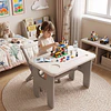 Mesa y Silla Infantil Plegables Plástico Blanco Gris 45x70x45 cm