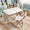 Mesa y Silla Infantil Plegables Plástico Blanco Gris 45x70x45 cm