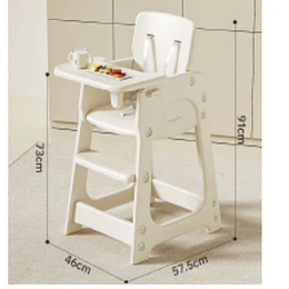 Kidscool Silla Alta de Comer Infantil con Bandeja Extraíble Beige Crema 91x46x57.5 cm 