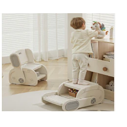 Kidscool Banquito Escalón Convertible en Silla Infantil Plástico Crema Gris 27x41x63 cm 