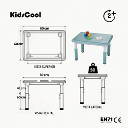 Mesa Infantil Ajustable en Altura Evolutiva Verde Menta | 60x80x60 cm