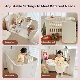 Cuna Infantil Móvil Multifuncional Kidscool con Ruedas y Organizadores Beige 123 x 68 x 92 cm