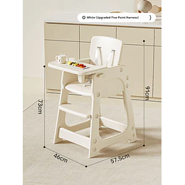 Kidscool Silla Alta de Comer Infantil con Bandeja Extraíble Beige Crema 91x46x57.5 cm 