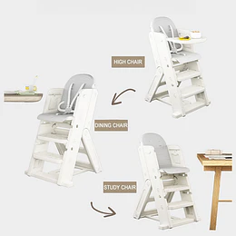 Kidscool Silla Alta Escalera Infantil Multiuso con Bandeja Plástico Crema Gris 89x53x61 cm 