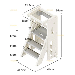 Kidscool Torre de Aprendizaje Infantil con Peldaños Antideslizantes Plástico Crema Gris 84x44.5x49 cm 