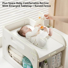 Kidscool Mudador de Sobremesa Compacto con Estante Organizador Plástico Blanco Marfil 75x51x46 cm 