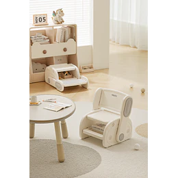Kidscool Banquito Escalón Convertible en Silla Infantil Plástico Crema Gris 27x41x63 cm 
