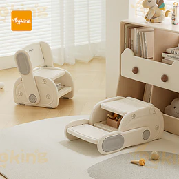 Kidscool Banquito Escalón Convertible en Silla Infantil Plástico Crema Gris 27x41x63 cm 