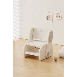Kidscool Banquito Escalón Convertible en Silla Infantil Plástico Crema Gris 27x41x63 cm 