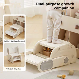 Kidscool Banquito Escalón Convertible en Silla Infantil Plástico Crema Gris 27x41x63 cm 
