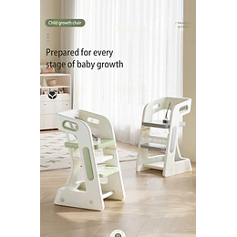 Kidscool Silla Alta Comedor Infantil y Torre de Aprendizaje Plástico Verde Menta / Gris 80x42x51 cm 