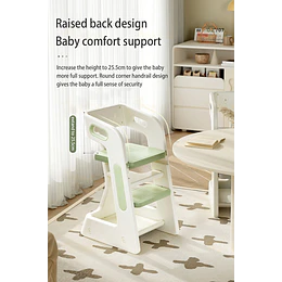 Kidscool Silla Alta Comedor Infantil y Torre de Aprendizaje Plástico Verde Menta / Gris 80x42x51 cm 